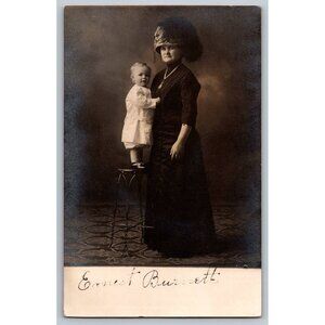 Antique 1911 Norwegian Postcard With Woman & Child w/ English translation #1682